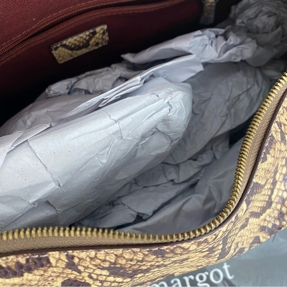 Margot Alexandra Stirrup Snake Natural Python Leather Hobo Shoulder Bag Purse - Picture 13 of 16